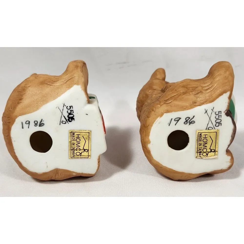 set of 2 vintage‎ HOMCO Home Interiors Christmas BEARS ceramic Tree Present 1986